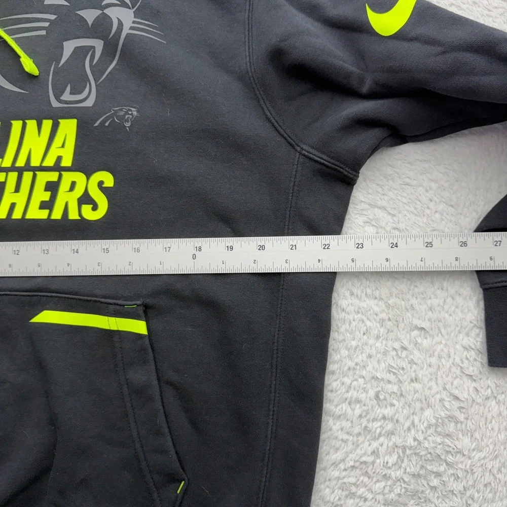 Nike Mens Carolina Panthers Hoodie Black Neon Yellow Graphic Pullover Medium